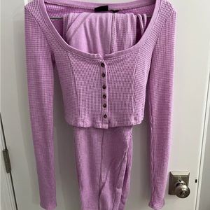 Urban outfitters pastel pink/purple crop sweat set